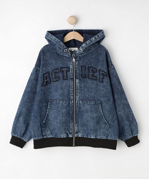 SHOO・LA・RUE(シューラルー)の「【130-150cm】デニムフードブルゾン(ブルゾン・キッズ・ブルー系その他/ブラック・13/14/15 )」の3枚目の写真