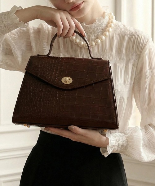 セール】【MAISON BREEZE】クロコ型押し 2wayショルダーバッグ