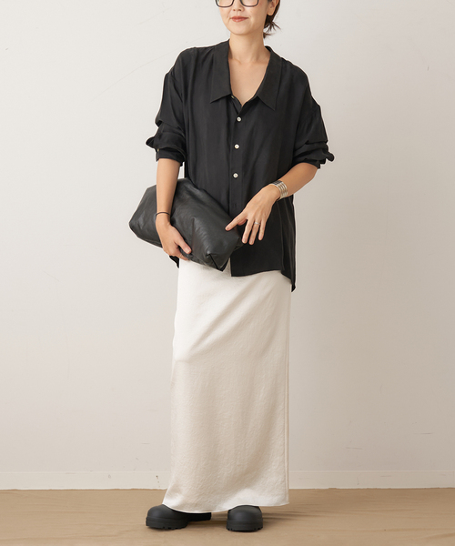 plage（プラージュ）の「crush satin minimal スカート（スカート・レディース・ホワイト/ブラック・34/36/38）」の9枚目の写真