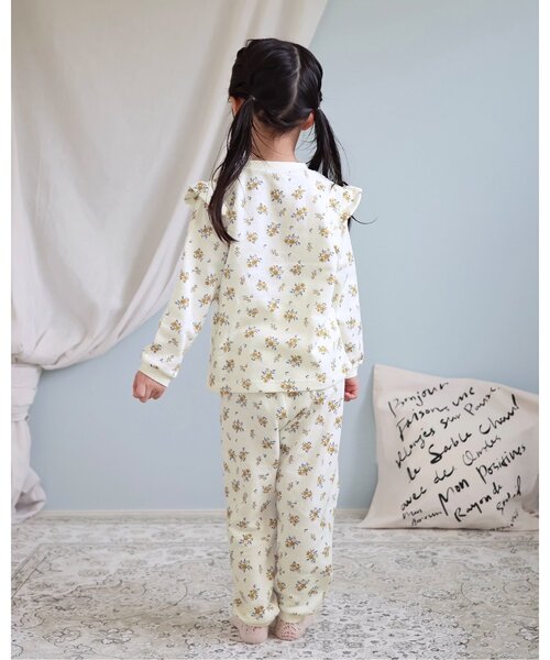 apres les cours（アプレレクール）の「ハート・花柄裏毛パジャマ（ルームウェア/パジャマ・キッズ・アイボリー/レッド・110/120/130/80/90/100）」の4枚目の写真