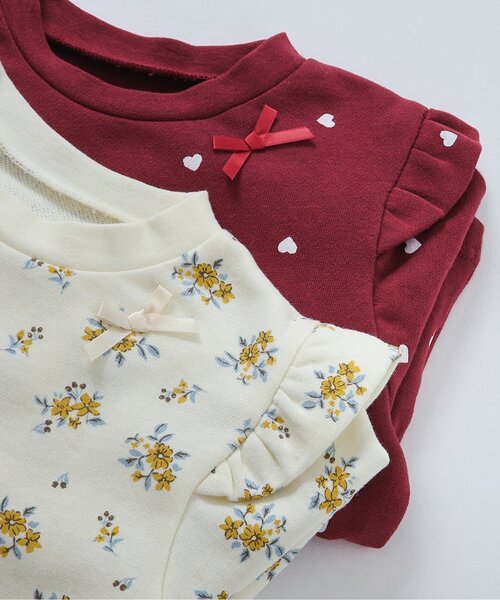 apres les cours（アプレレクール）の「ハート・花柄裏毛パジャマ（ルームウェア/パジャマ・キッズ・アイボリー/レッド・110/120/130/80/90/100）」の7枚目の写真