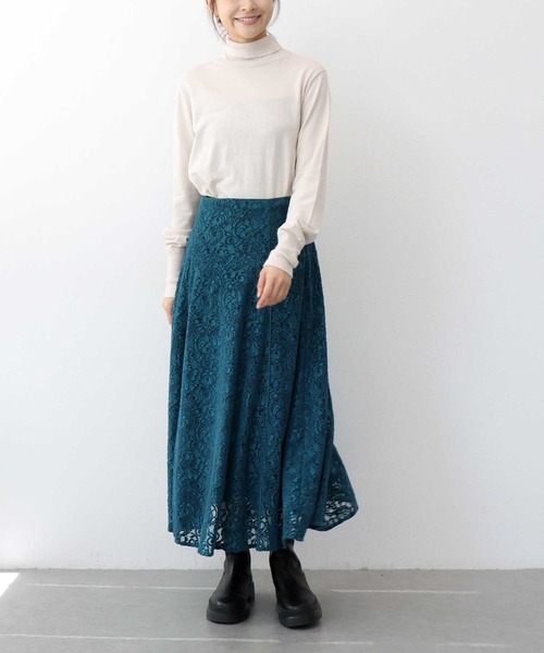 Jines(ジネス)の「モールカットレース フレアースカート(スカート・レディース・ブラウン/ブラック/ブルー・38)」の8枚目の写真