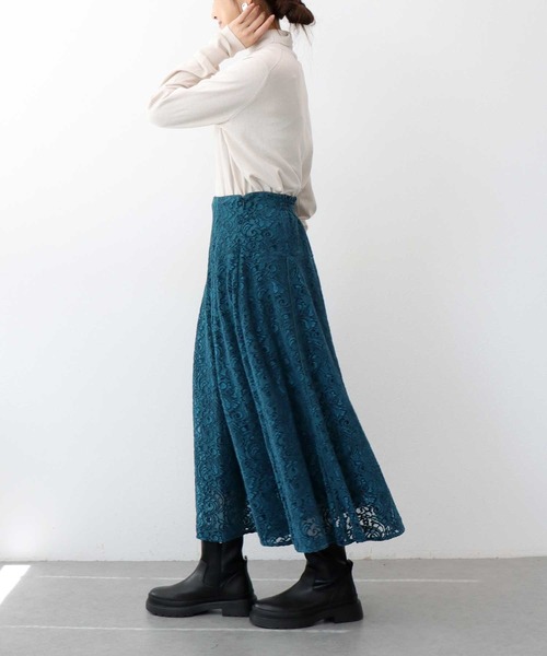 Jines(ジネス)の「モールカットレース フレアースカート(スカート・レディース・ブラウン/ブラック/ブルー・38)」の7枚目の写真