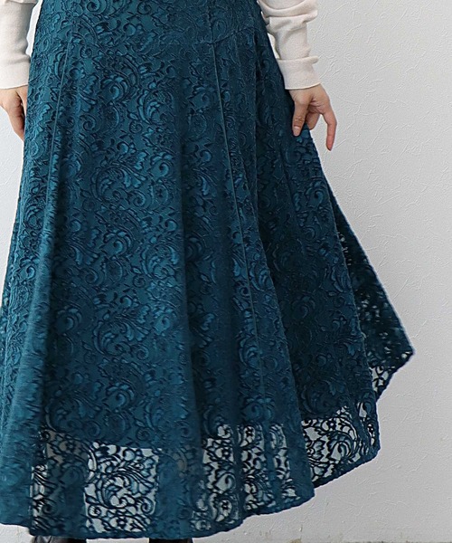 Jines(ジネス)の「モールカットレース フレアースカート(スカート・レディース・ブラウン/ブラック/ブルー・38)」の5枚目の写真