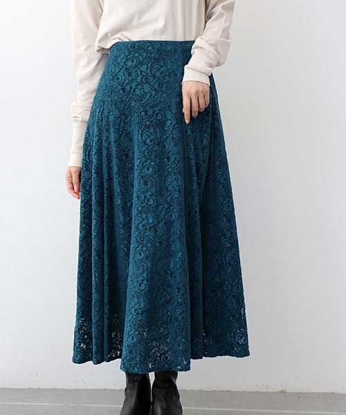 Jines(ジネス)の「モールカットレース フレアースカート(スカート・レディース・ブラウン/ブラック/ブルー・38)」の6枚目の写真