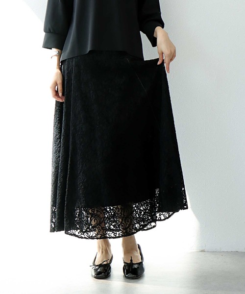 Jines(ジネス)の「モールカットレース フレアースカート(スカート・レディース・ブラウン/ブラック/ブルー・38)」の10枚目の写真