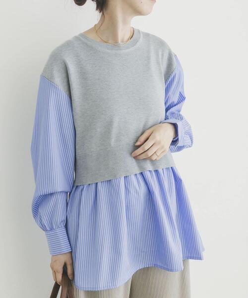 ITEMS URBANRESEARCH（アイテムズ アーバンリサーチ）の「ドッキングニットプルオーバー（ニット/セーター・レディース・オフホワイト/グレー/ネイビー・FREE）」の3枚目の写真