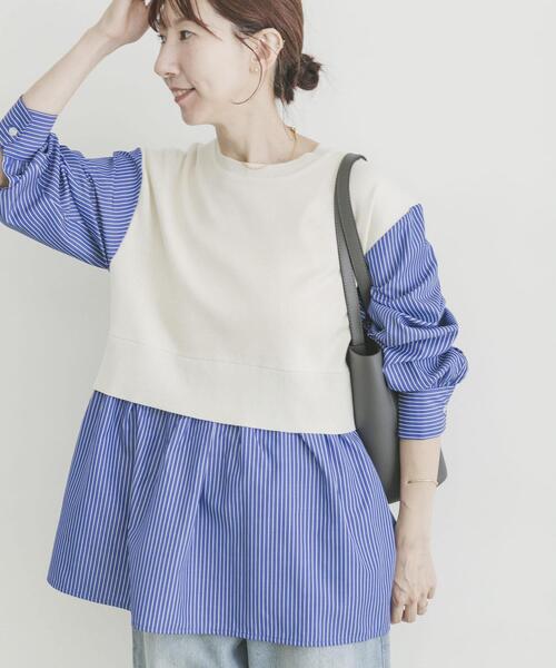 ITEMS URBANRESEARCH（アイテムズ アーバンリサーチ）の「ドッキングニットプルオーバー（ニット/セーター・レディース・オフホワイト/グレー/ネイビー・FREE）」の2枚目の写真