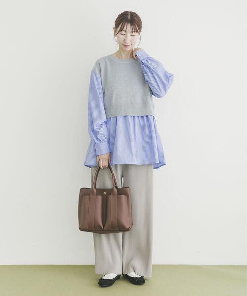 ITEMS URBANRESEARCH（アイテムズ アーバンリサーチ）の「ドッキングニットプルオーバー（ニット/セーター・レディース・オフホワイト/グレー/ネイビー・FREE）」の10枚目の写真