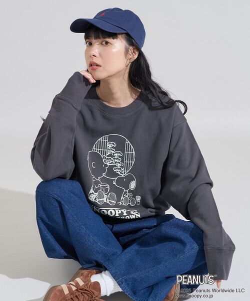 FREAK'S STORE(フリークスストア)の「PEANUTS Tea Room スウェット/ピーナッツ プリントスウェット(スウェット・レディース・ピンク/グリーン/ブラック/グレー・フリ-)」の6枚目の写真