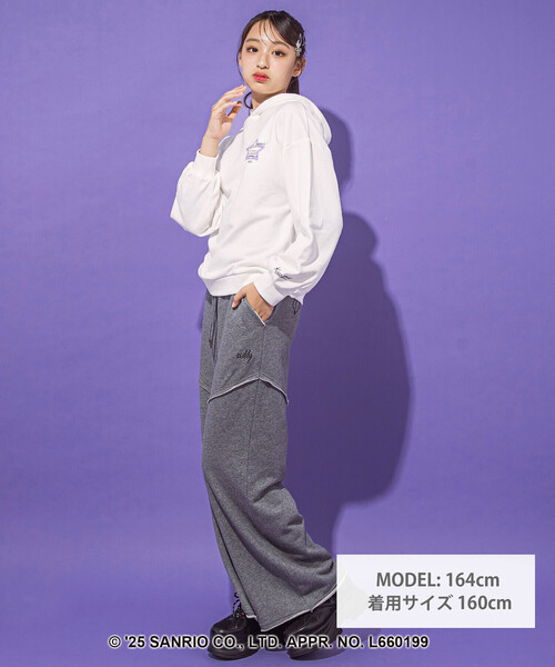 ZIDDY（ジディ）の「【クロミ】ロゴプリント刺しゅうフーディ(130~160cm)（スウェット・キッズ・オフホワイト/ブラック・FREE/130cm/150cm/140cm）」の3枚目の写真