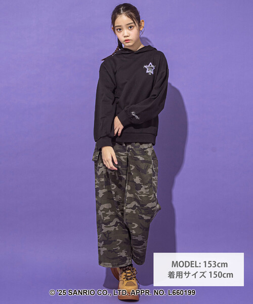 ZIDDY（ジディ）の「【クロミ】ロゴプリント刺しゅうフーディ(130~160cm)（スウェット・キッズ・オフホワイト/ブラック・FREE/130cm/150cm/140cm）」の4枚目の写真