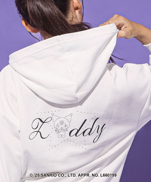 ZIDDY（ジディ）の「【クロミ】ロゴプリント刺しゅうフーディ(130~160cm)（スウェット・キッズ・オフホワイト/ブラック・FREE/130cm/150cm/140cm）」の5枚目の写真