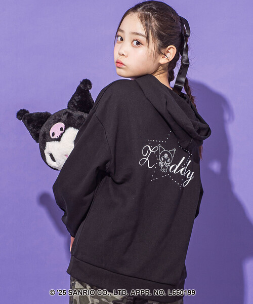 ZIDDY（ジディ）の「【クロミ】ロゴプリント刺しゅうフーディ(130~160cm)（スウェット・キッズ・オフホワイト/ブラック・FREE/130cm/150cm/140cm）」の9枚目の写真