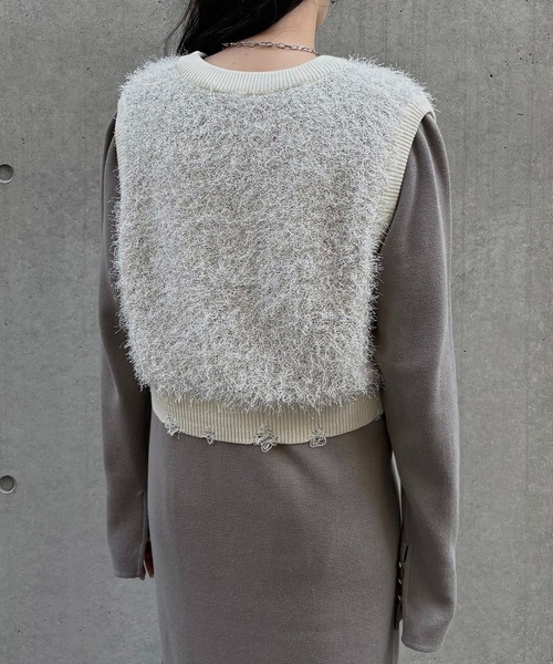 &g'aime(アンジェム)の「【&g'aime】ラメフリンジベスト Metallic Fringe Vest(ベスト・レディース・アイボリー/ベージュ/チャコールグレー・FREE)」の8枚目の写真