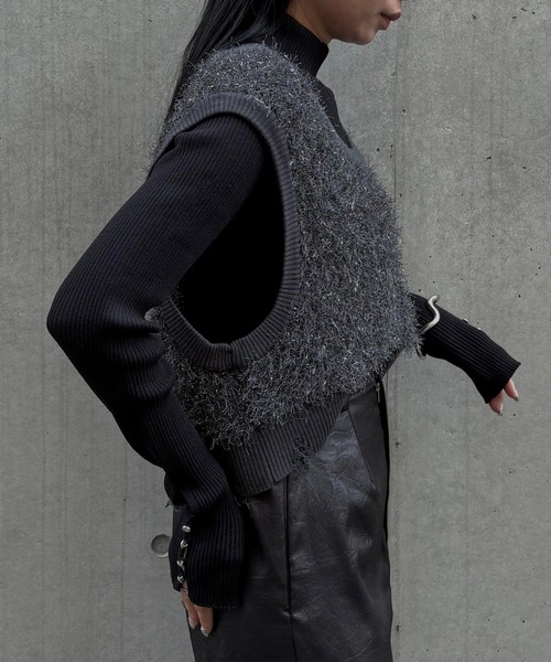 &g'aime(アンジェム)の「【&g'aime】ラメフリンジベスト Metallic Fringe Vest(ベスト・レディース・アイボリー/ベージュ/チャコールグレー・FREE)」の14枚目の写真