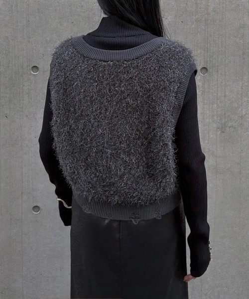 &g'aime(アンジェム)の「【&g'aime】ラメフリンジベスト Metallic Fringe Vest(ベスト・レディース・アイボリー/ベージュ/チャコールグレー・FREE)」の17枚目の写真