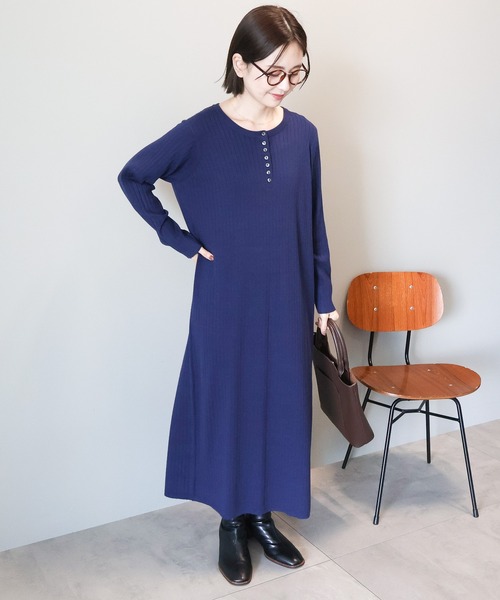 AMERICAN HOLIC(アメリカンホリック)の「バイパチリブヘンリーニットワンピース(ワンピース・レディース・ブラック/ネイビー/杢グレー・M/L)」の18枚目の写真