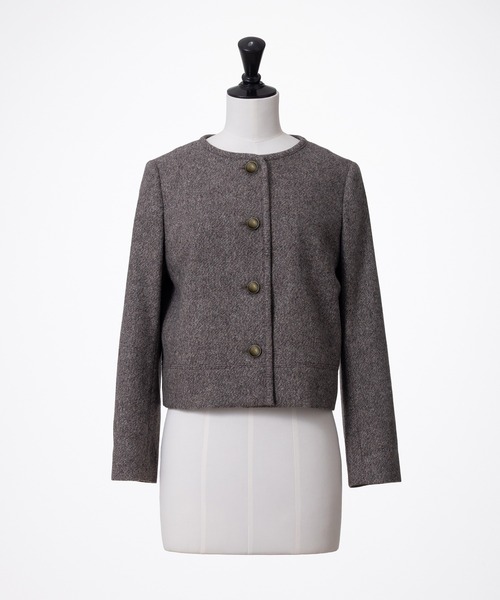 STRAWBERRY-FIELDS（ストロベリーフィールズ）の「ホームスパンラメツイード_コンパクトツイードジャケット（ノーカラージャケット・レディース・ブラック/ライトグレー/ダークブラウン・2）」の15枚目の写真