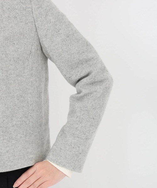 STRAWBERRY-FIELDS（ストロベリーフィールズ）の「ホームスパンラメツイード_コンパクトツイードジャケット（ノーカラージャケット・レディース・ブラック/ライトグレー/ダークブラウン・2）」の10枚目の写真