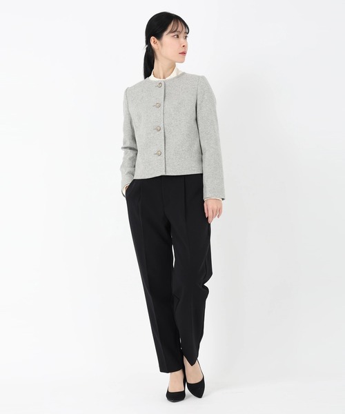 STRAWBERRY-FIELDS（ストロベリーフィールズ）の「ホームスパンラメツイード_コンパクトツイードジャケット（ノーカラージャケット・レディース・ブラック/ライトグレー/ダークブラウン・2）」の13枚目の写真