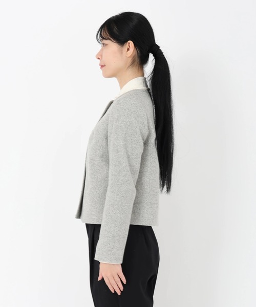 STRAWBERRY-FIELDS（ストロベリーフィールズ）の「ホームスパンラメツイード_コンパクトツイードジャケット（ノーカラージャケット・レディース・ブラック/ライトグレー/ダークブラウン・2）」の6枚目の写真