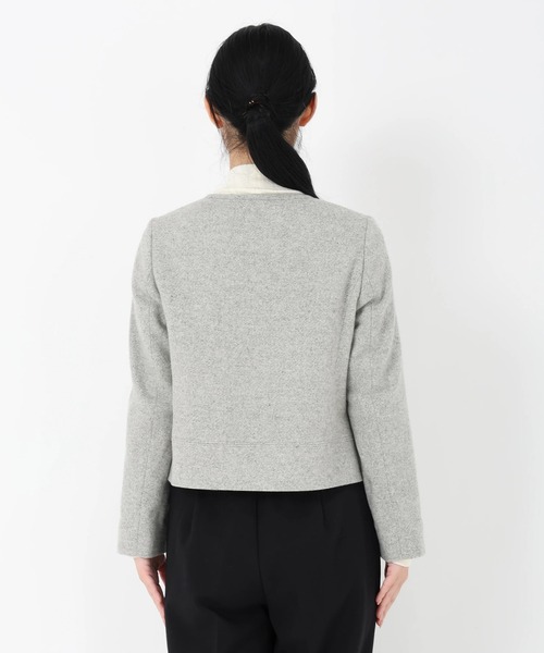 STRAWBERRY-FIELDS（ストロベリーフィールズ）の「ホームスパンラメツイード_コンパクトツイードジャケット（ノーカラージャケット・レディース・ブラック/ライトグレー/ダークブラウン・2）」の7枚目の写真