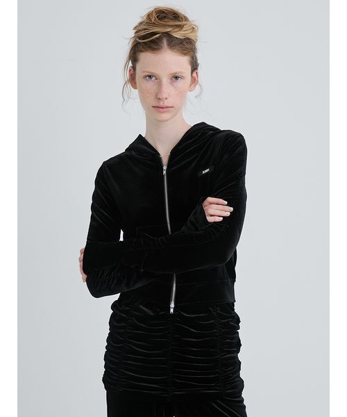SORIN（ソリン　）の「Velour Gathered Hoodie/ベロアギャザーフーディー（パーカー・レディース・ブラック/グレー・38）」の5枚目の写真