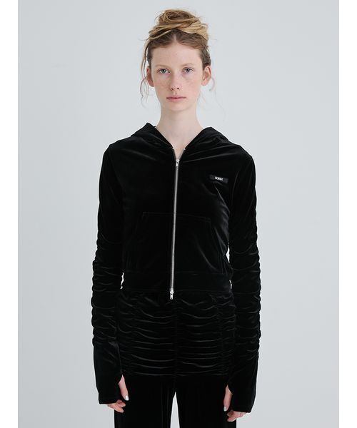 SORIN（ソリン　）の「Velour Gathered Hoodie/ベロアギャザーフーディー（パーカー・レディース・ブラック/グレー・38）」の6枚目の写真