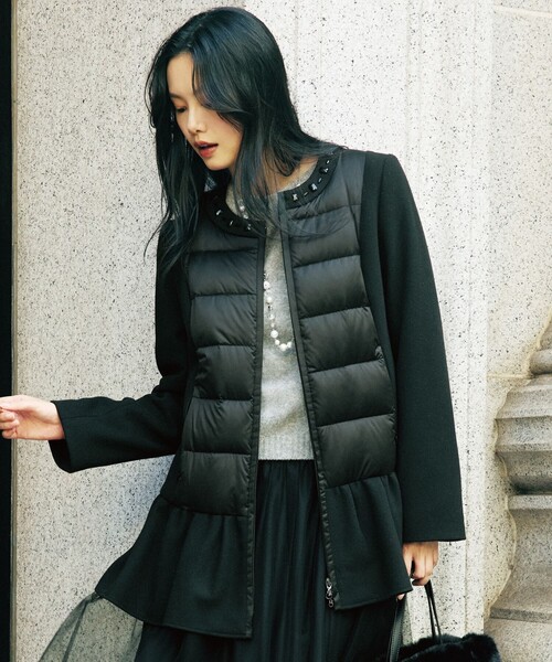 美品✨TO BE CHIC ダウンジャケット 42 黒 高級感 トゥービーシック TO BE CHIC（トゥー ビー シック）の「タフタコンビテックメルトン