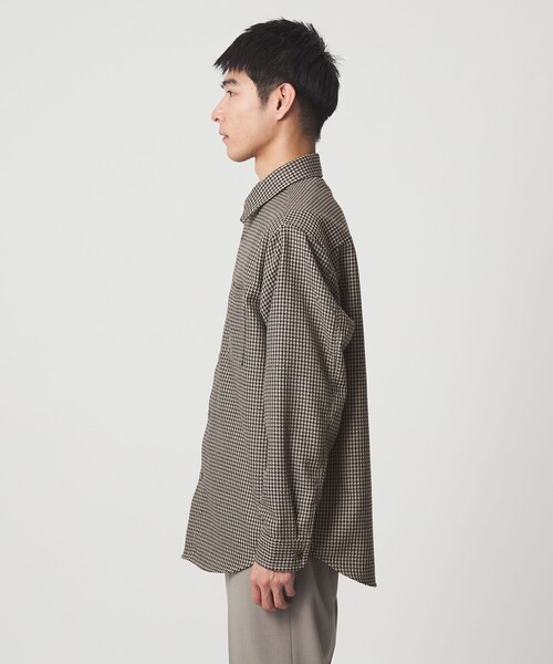 green label relaxing(グリーンレーベルリラクシング)の「ブークレ チェック ジャストルーズ シャツ(シャツ/ブラウス・メンズ・ダークグレー/ベージュ/ブラウン系・S/XL/L/M)」の12枚目の写真