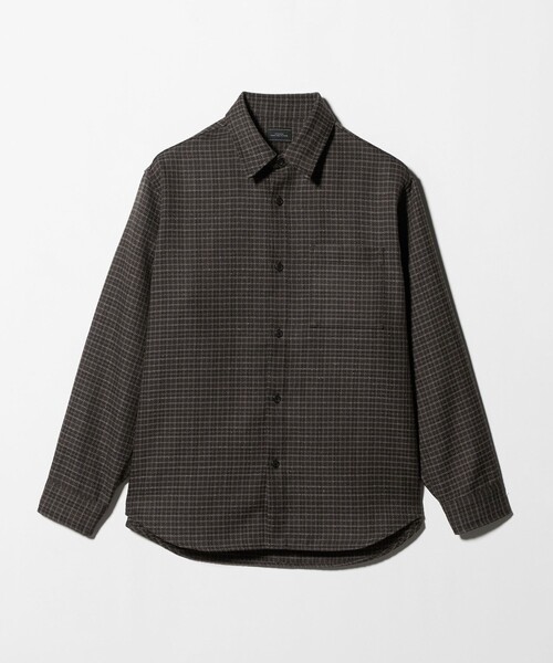 green label relaxing(グリーンレーベルリラクシング)の「ブークレ チェック ジャストルーズ シャツ(シャツ/ブラウス・メンズ・ダークグレー/ベージュ/ブラウン系・S/XL/L/M)」の14枚目の写真