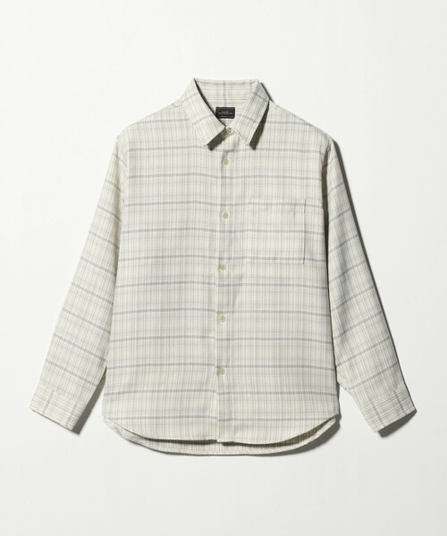 green label relaxing(グリーンレーベルリラクシング)の「ブークレ チェック ジャストルーズ シャツ(シャツ/ブラウス・メンズ・ダークグレー/ベージュ/ブラウン系・S/XL/L/M)」の21枚目の写真