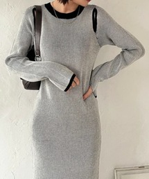 Dolce Fiora（ドルチェフィオラ）の「ショルダースリットデザインでちょっと肌魅せでセクシー感をぷらす♪スタイルUPロングニットワンピース（ニット/セーター）」