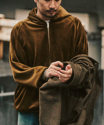 コーディロイ カラーライニング ジップパーカー