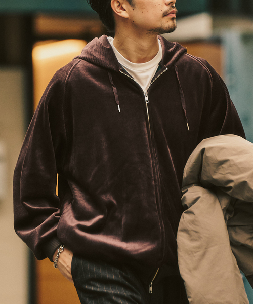 417 EDIFICE（フォーワンセブンエディフィス）の「コーディロイ カラーライニング ジップパーカー（パーカー・メンズ・ブラック/ブラウン/ベージュ・MEDIUM/LARGE）」の3枚目の写真