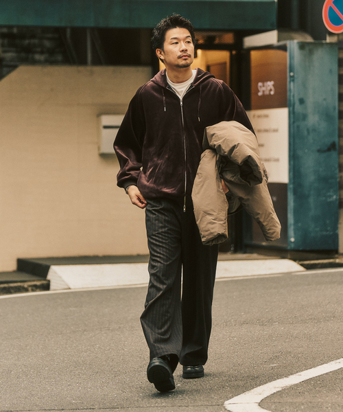 コーディロイ カラーライニング ジップパーカー（パーカー）｜417