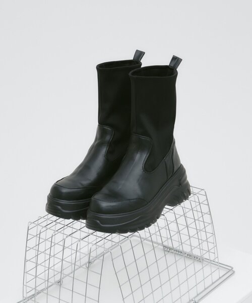 CIAOPANIC TYPY(チャオパニックティピー)の「【yomo企画】ストレッチ厚底ミドルブーツ(ブーツ・レディース・ブラウン/ブラック・SMALL/MEDIUM/LARGE)」の2枚目の写真