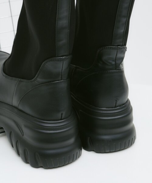CIAOPANIC TYPY(チャオパニックティピー)の「【yomo企画】ストレッチ厚底ミドルブーツ(ブーツ・レディース・ブラウン/ブラック・SMALL/MEDIUM/LARGE)」の3枚目の写真