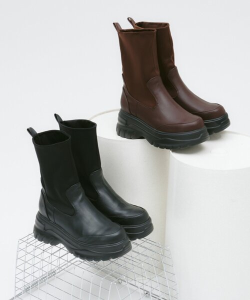 CIAOPANIC TYPY(チャオパニックティピー)の「【yomo企画】ストレッチ厚底ミドルブーツ(ブーツ・レディース・ブラウン/ブラック・SMALL/MEDIUM/LARGE)」の16枚目の写真