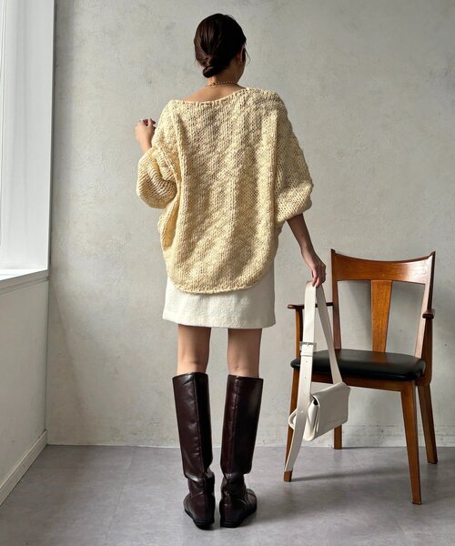 DouDou（ドゥドゥ）の「ブークレーウールミニスカート（スカート・レディース・グレー/オフホワイト/ブラック・36/38）」の8枚目の写真