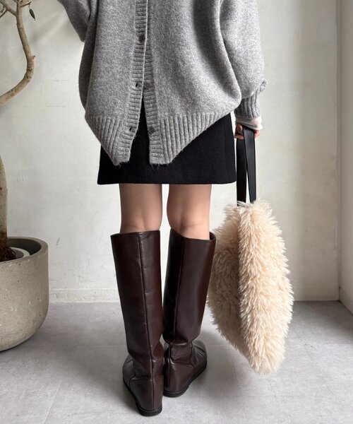 DouDou（ドゥドゥ）の「ブークレーウールミニスカート（スカート・レディース・グレー/オフホワイト/ブラック・36/38）」の21枚目の写真