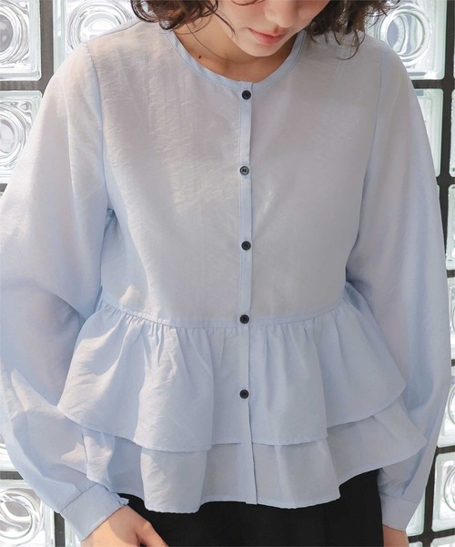 titivate（ティティベイト）の「ペプラムショートブラウス（シャツ/ブラウス・レディース・ホワイト/ライトグリーン/ライトピンク/ライトブルー/ブラック・L/M）」の20枚目の写真