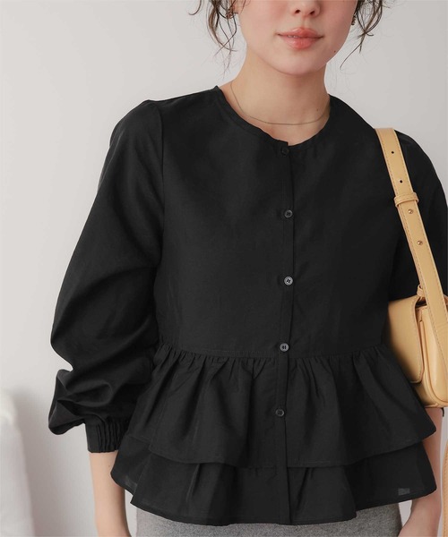 titivate（ティティベイト）の「ペプラムショートブラウス（シャツ/ブラウス・レディース・ホワイト/ライトグリーン/ライトピンク/ライトブルー/ブラック・L/M）」の13枚目の写真