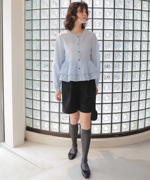 titivate（ティティベイト）の「ペプラムショートブラウス（シャツ/ブラウス・レディース・ホワイト/ライトグリーン/ライトピンク/ライトブルー/ブラック・L/M）」の21枚目の写真