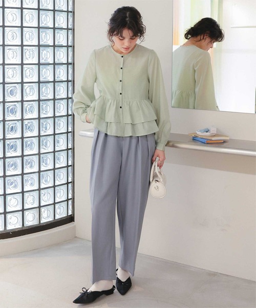 titivate（ティティベイト）の「ペプラムショートブラウス（シャツ/ブラウス・レディース・ホワイト/ライトグリーン/ライトピンク/ライトブルー/ブラック・L/M）」の17枚目の写真