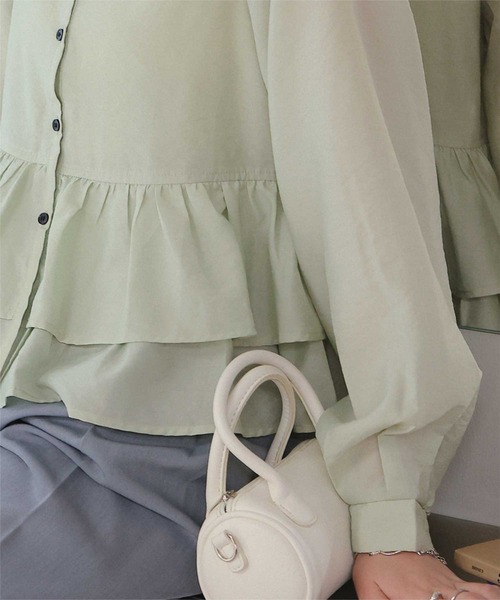 titivate（ティティベイト）の「ペプラムショートブラウス（シャツ/ブラウス・レディース・ホワイト/ライトグリーン/ライトピンク/ライトブルー/ブラック・L/M）」の19枚目の写真