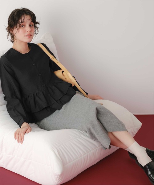 titivate（ティティベイト）の「ペプラムショートブラウス（シャツ/ブラウス・レディース・ホワイト/ライトグリーン/ライトピンク/ライトブルー/ブラック・L/M）」の15枚目の写真