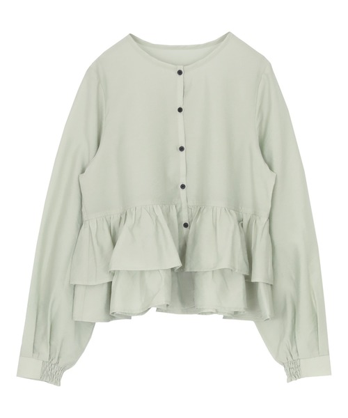 titivate（ティティベイト）の「ペプラムショートブラウス（シャツ/ブラウス・レディース・ホワイト/ライトグリーン/ライトピンク/ライトブルー/ブラック・L/M）」の9枚目の写真