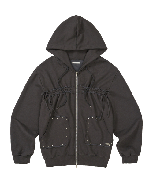 ILLIGO（イリゴ）の「フレイドストリングフードジップアップチャコール（パーカー・レディース・その他・SMALL/MEDIUM）」の4枚目の写真